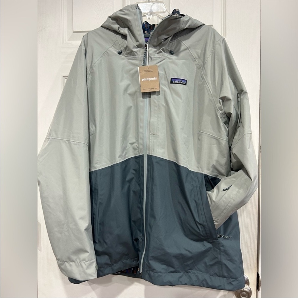 Patagonia Women's M Medium 3-in-1 Powder Town Jacket Ski Sleet Green Grey NWT